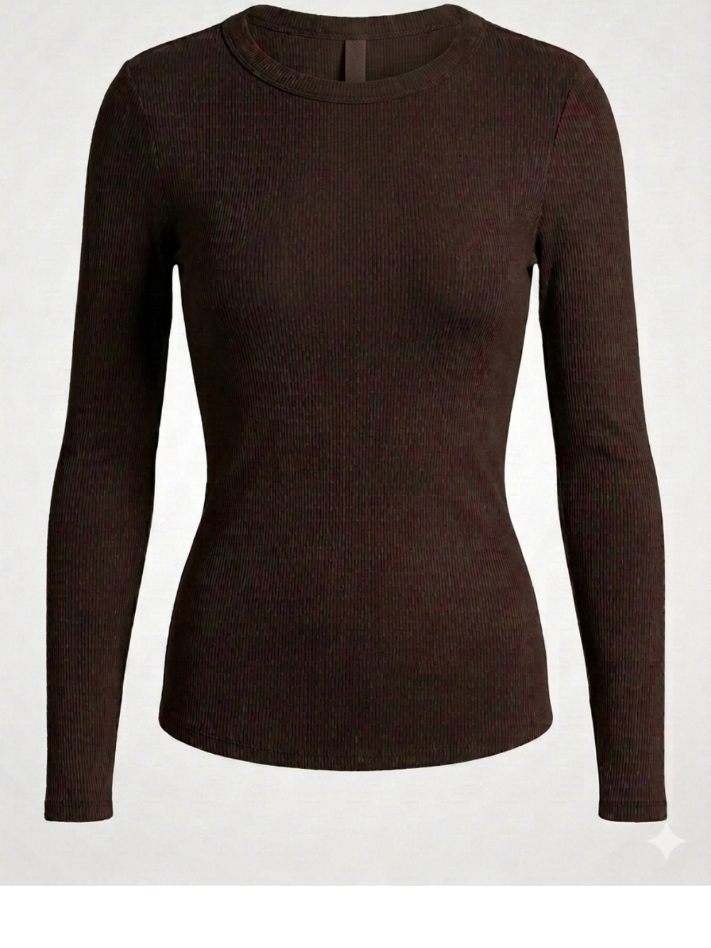 bp Ribbed Long-Sleeve Crewneck Top - Dark Brown